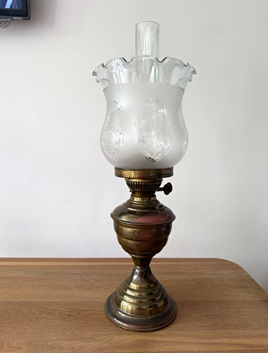 Duplex vintage brass oil lamp - brass,