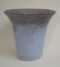 Flared Monart / Vasart Glass Vase Mauve, Gold & Purple Raised Pontil Shape AE