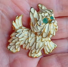 Vintage Dog Brooch Enamel