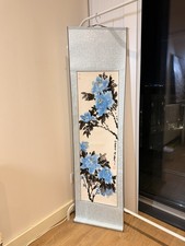 Hand-painted Chinese Ink & Watercolour Scroll | Blue Peony | 40×140cm