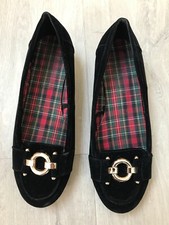 Debenhams Ladies Black Velvet  Shoes With Yellow Gold Rings on top ( Size 5)