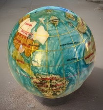 Gemstone Globe Paperweight With Inlaid Continents & Oceans