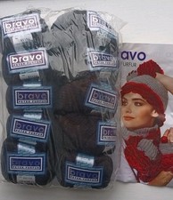 10x50g BRAVO Black Mesh Web ruffle trim & scarf knitting yarn + instructions