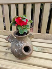 VINTAGE TERRACOTTA STRAWBERRY PLANTER  UNUSUAL GARDEN DECORATION HEIGHT 21CM