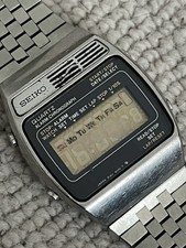Seiko Digital Mens Vintage Watch Silver Tone Alarm Chronograph A159-4000-G LCD