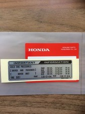 Genuine Honda Tyre Info Decal
