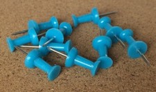 10 x Push Pins ~ Cork/Notice Board Tacks ~ Bright Colours Green/Pink/Blue/Purple