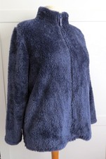 Ladies Short BLUE Thermal Teddy Fleece Zip Up DAMART Dressing Gown * Size 14/16