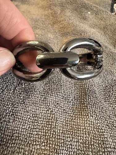 Black metal clamper bracelet - metal,
