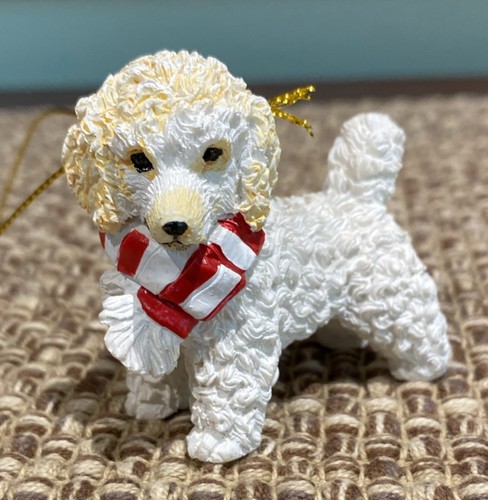 Christmas red ribbon poodle - christmas,