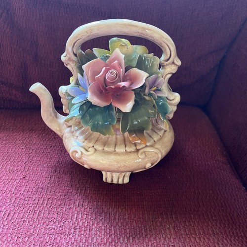 Capodimonte flower teapot - capodimonte,