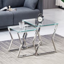 2Pcs Glass Nesting Table Sets