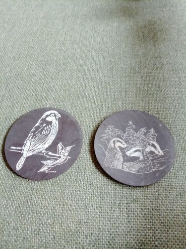 Round slate drink coasters - 2, x