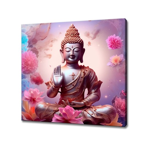 Buddha lotus flower canvas - buddha,