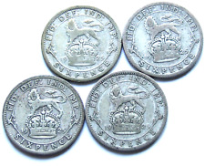 1925 - FOUR 100 year "Bride Shoe" Silver Sixpences 6d - FREE POSTAGE (128AX)