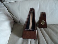 Vintage Maelzel Paquet Metronome Wooden Brown French WORKING - MISSING A WEIGHT