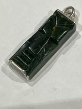 925 Sterling Silver Jade Carved Face Pendant