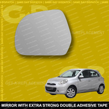 For Nissan Micra K13 wing mirror glass 10-17 Left Passenger side Spherical