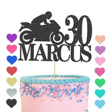 Motorbike Cake Topper Personalised Any Name Age Biker Birthday Party Decoration