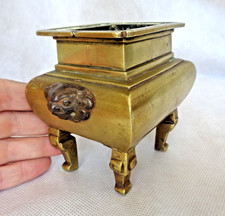 FINE 18TH / 19TH CENTURY CHINESE QING BRONZE CENSER CENSOR LION MASK HANDLES