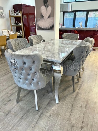 Marble dining table - marble, button