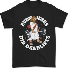Jesus Deadlift Funny Gym Bodybuilding Training Mens T-Shirt 100% Cotton