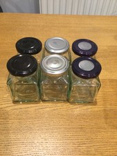 6 square condiment Jars with lids capacity 170ml approx - ideal for crafts