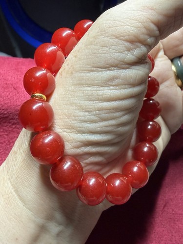 11mm red agate bead bracelet - 11mm,