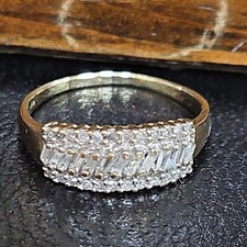 Diamond Ring 9ct Gold Baguette & Brilliant Cut, QVC, UK Size P