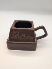 1980s Vintage Cadburys Chocolate Square Ceramic Mug Cup Retro Chunk Of Chocolate