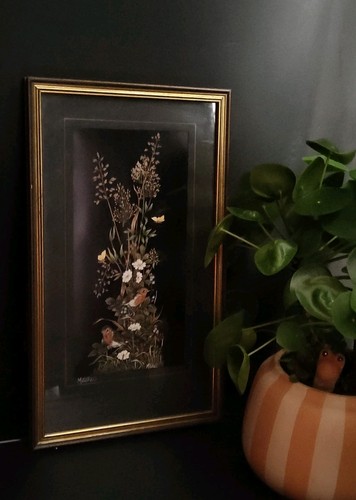 Vintage framed bird art signed - vintage,