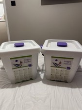 2x Bambino Mio Nappy Buckets – White with Purple Lid