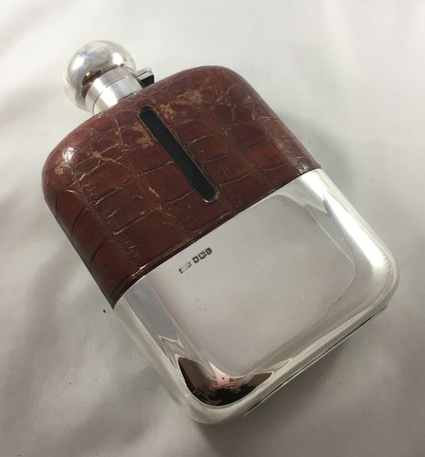 Antique silver leather hip - silver, &