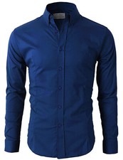Men's Casual Shirt Button Down Slim Fit Long Sleeve Formal Shirts PS24