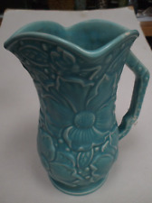 Tall Kensington Ware 30 s Blue Flower Pottery Vase Jug handle 