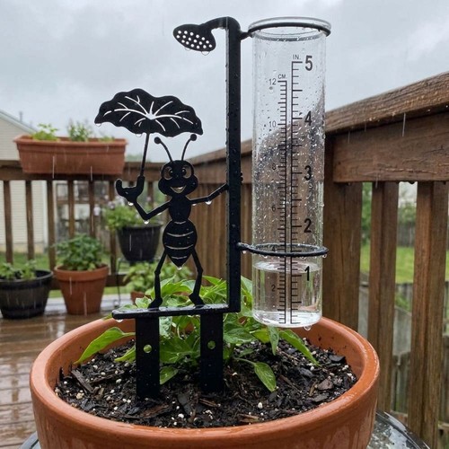 Metal ant rain gauge stake - metal,