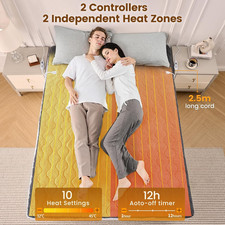 Heated Mattress Cover Dual Control 10 Heat Levels Deep Fit Sherpa Electric UK