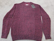 Percival Jumper Mens Large Red Black Knit Sweater Sweatshirt Crew Neck Top