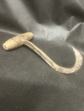 Vintage Wooden Handled Cast Hay  / Industrial Bale Hook 8” Unusual Marking