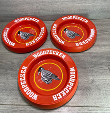 3x of Woodpecker Cider Round Ashtrays Vintage 90s Advertising Shed Bar Pub