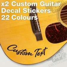 X2 CURVED GUITAR CUSTOM NAME TEXT VINYL STICKER DECAL UP TO 200MM X 35MM