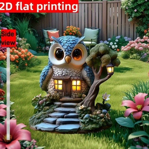 Garden owl statue cute tree - garden,