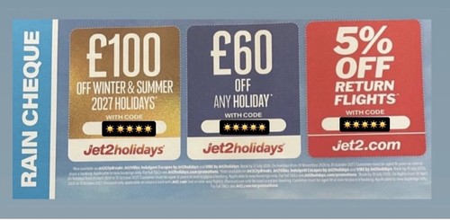 Jet2 rain cheques 100 - 10,
