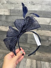 Accessorize Headband Fascinator Navy Blue Lace Feather Wedding Races Event