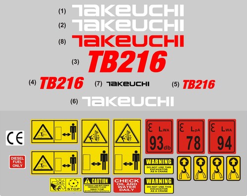 Decal sticker set for - decal, takeuchi