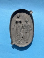 Vintage Cast Iron Naughty Ashtray Bar Novelty 2 Sides 3D Relief 40s 50s VG-XLNT￼