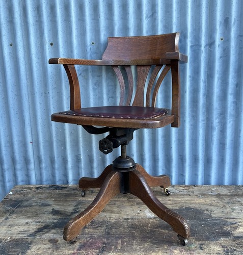 Antique oak swivel - antique, captains
