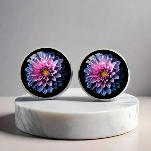Vivid flower stud earrings - stud,