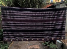 ❤️Purple Burgundy Black Faux Silk Lined Striped Eyelet Curtain 225 x 225cm