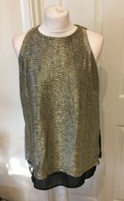 NEW Ladies Next Gold/Black Party Shiny Sleeveless Top (Size 6,8 or 14)